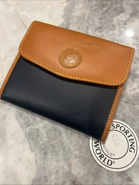 Hunting World Made in Italy Wallet | NWT - navy nylon and tan leather